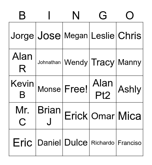 Walmart Bingo Card