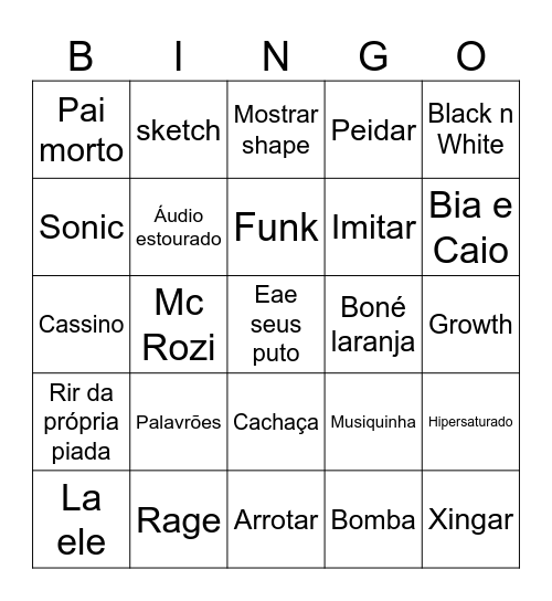 Cocielo bingo Card