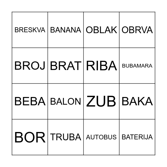 BINGO Card