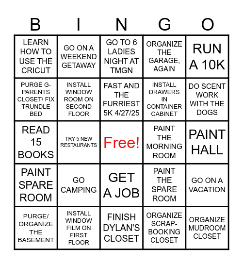 2025 Resolution Bingo Card