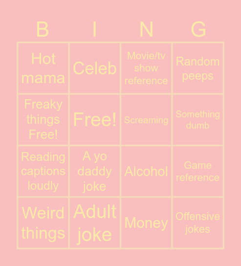 Yo mama bingo Card