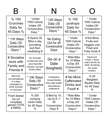 Starts 1/21 - You Can Do It!!! Bingo Card