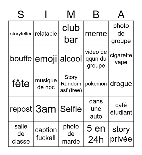Bingo Story de Simba Bingo Card