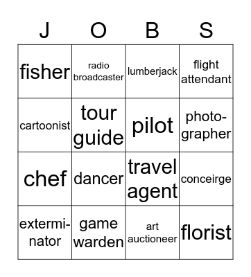 Agriculture, Arts, Hospitality (1,2,3) Bingo Card