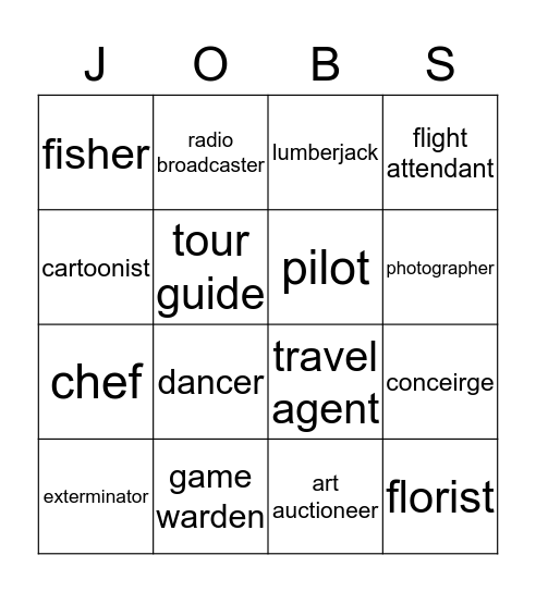 Agriculture, Arts, Hospitality (1,2,3) Bingo Card