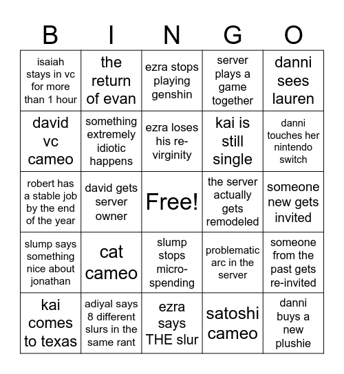 Server Bingo Card