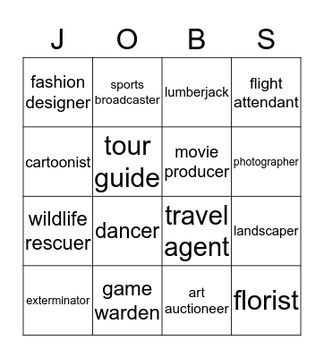 Agriculture, Arts, Hospitality (1,2,3) Bingo Card