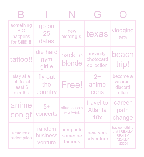 Bingo for 2025 🎉 Bingo Card