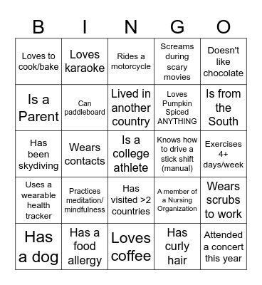 Find Someone Who... Bingo Card