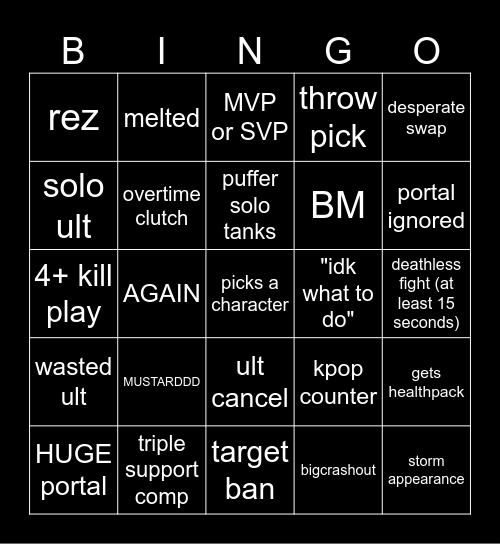 bigpuffer marvel rivals ranked bingo Card