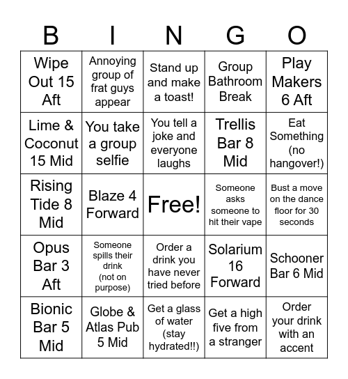 Bar Crawl Bingo! Bingo Card