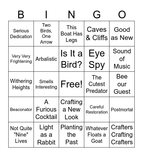Defects Bingo Card