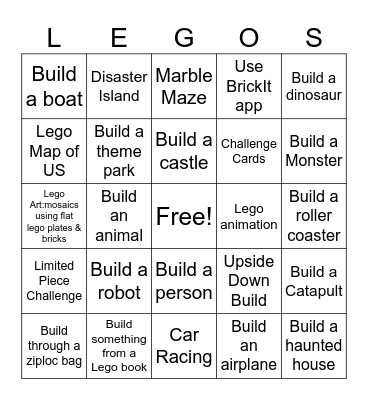 Lego Club Bingo Card