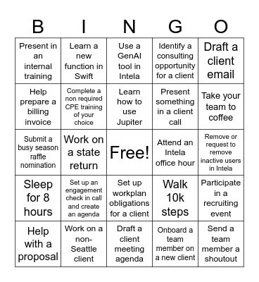 Senior Bingo Card