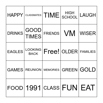 CLASS OF 1991 REUNION BINGO Card