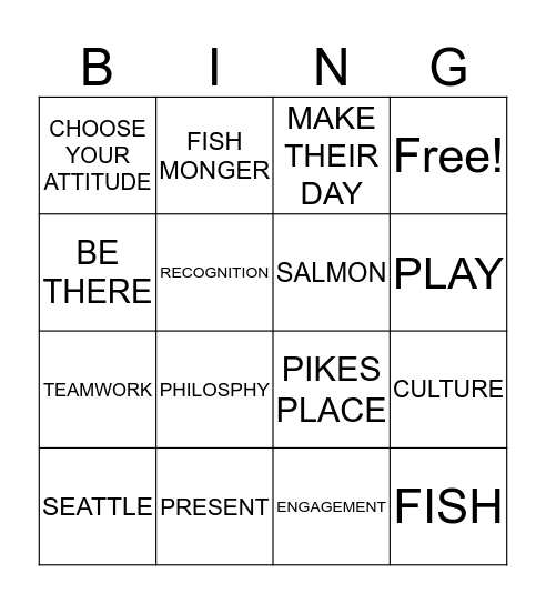 FISH Bingo Card