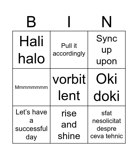 TG bingo Card