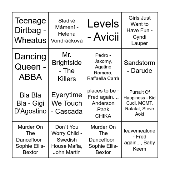 Music Bingo - Sami´s Birthday Edition! Bingo Card