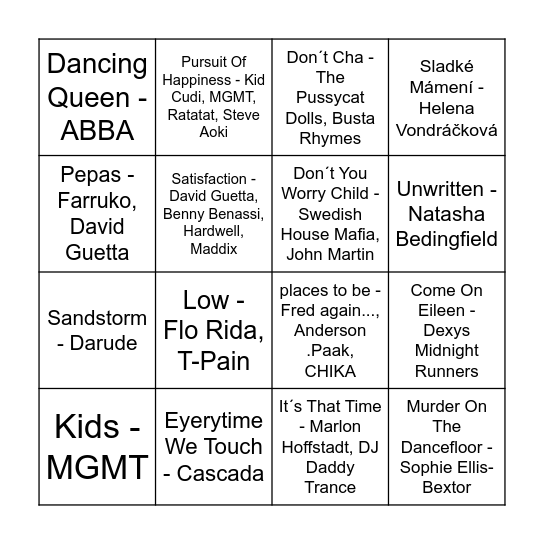 Music Bingo - Sami´s Birthday Edition! Bingo Card