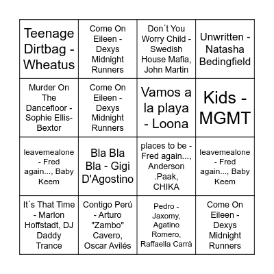 Music Bingo - Sami´s Birthday Edition! Bingo Card