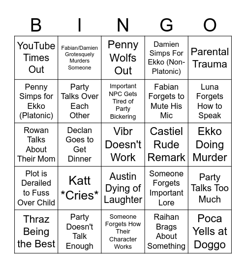 Legends Never Die Campaign Bingo Card