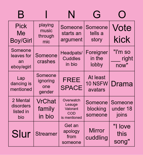 Bezzy's Drinking Night Bingo Card