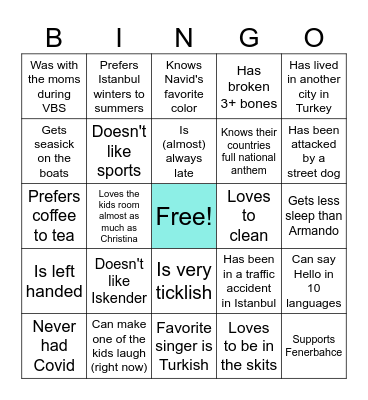 Team Bingo! Bingo Card