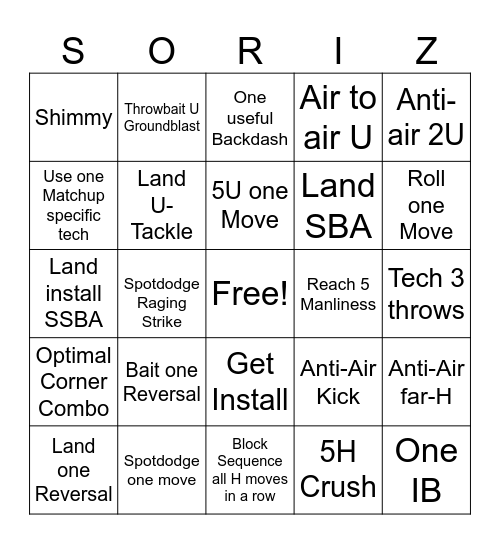 Soriz Ranked Bingo Card