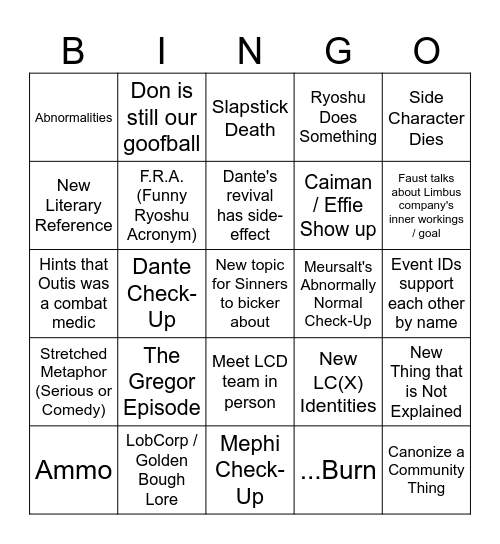 Check-Up Bingo Card