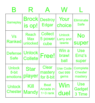 Brawl stars Bingo Card