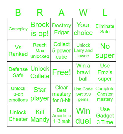 Brawl stars Bingo Card