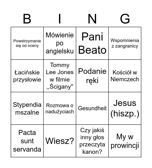 Leżohupski BINGO Card