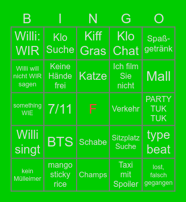 Willi Bangkok Bingo Card