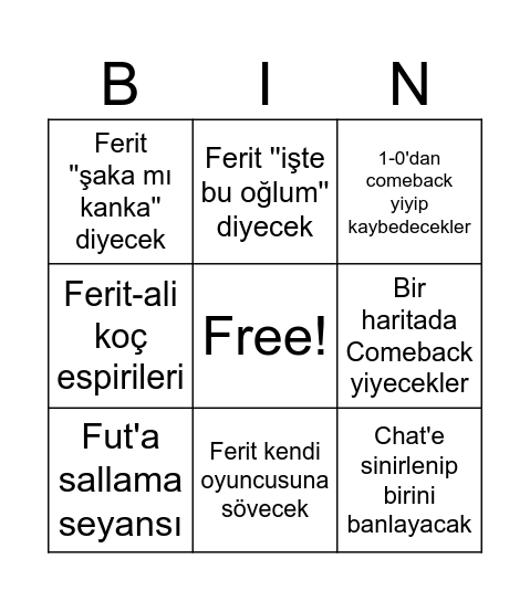 BBL VS GX Yılın ilk maçı bingo Card