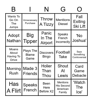 Justin Bingo Card