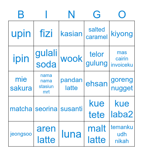 pny su 🐡 Bingo Card