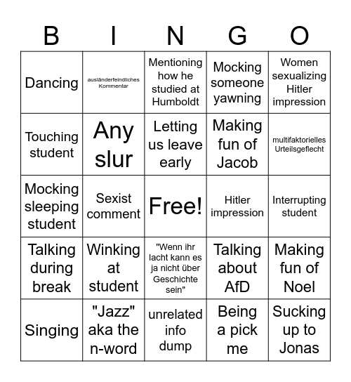 Geschichte GK Bingo Card