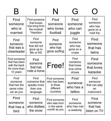 Welcome Back to OVP!!! Bingo Card
