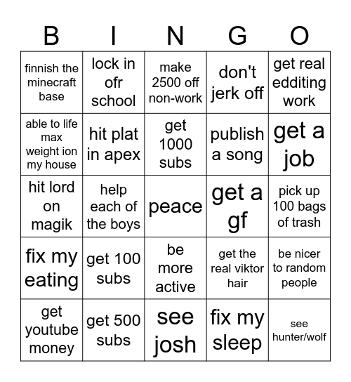 the 2025 card Bingo Card