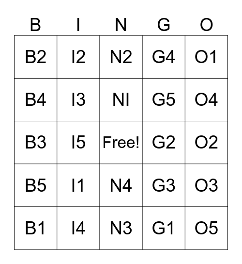 Family Fun! Bingo Card