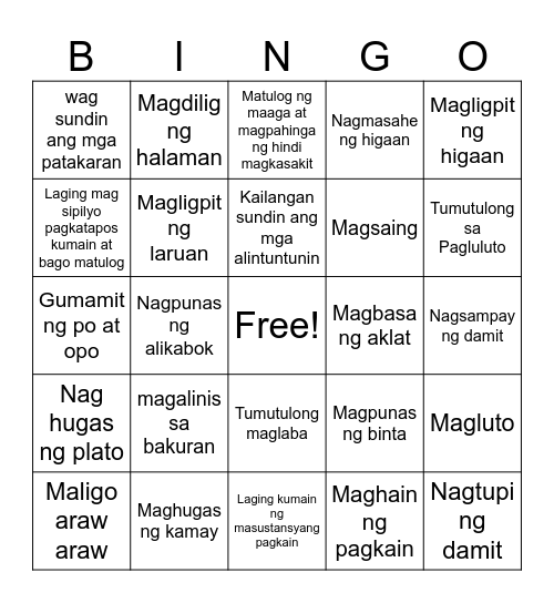 GAWAING BAHAY Bingo Card