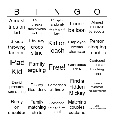 97 Disney Bingo Card