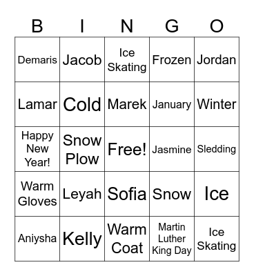 JANUARY Bingo Card