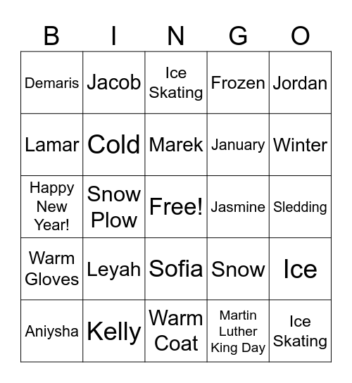 JANUARY Bingo Card