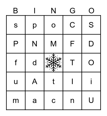 Alphabet BINGO Card