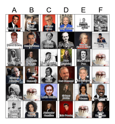 January Birthdays Bingo Card