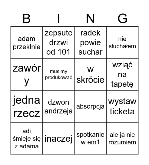 EATON Bingo Card