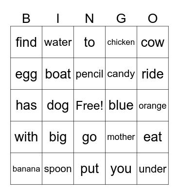 Edmark 3 Bingo Card