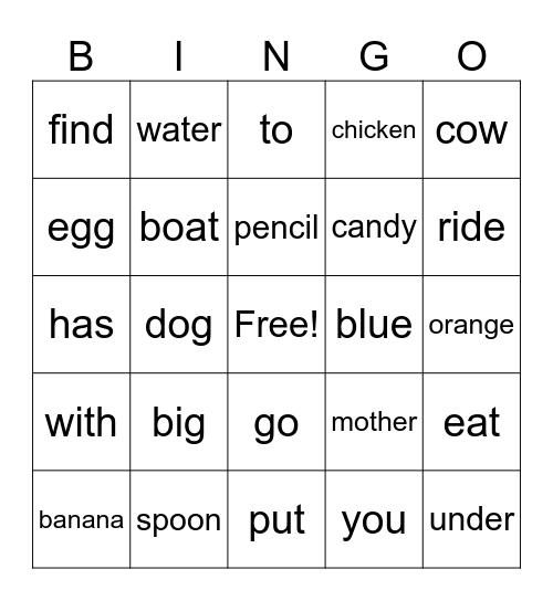 Edmark 3 Bingo Card