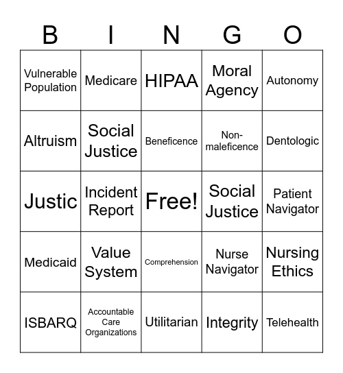 Quiz 2 Bingo Card